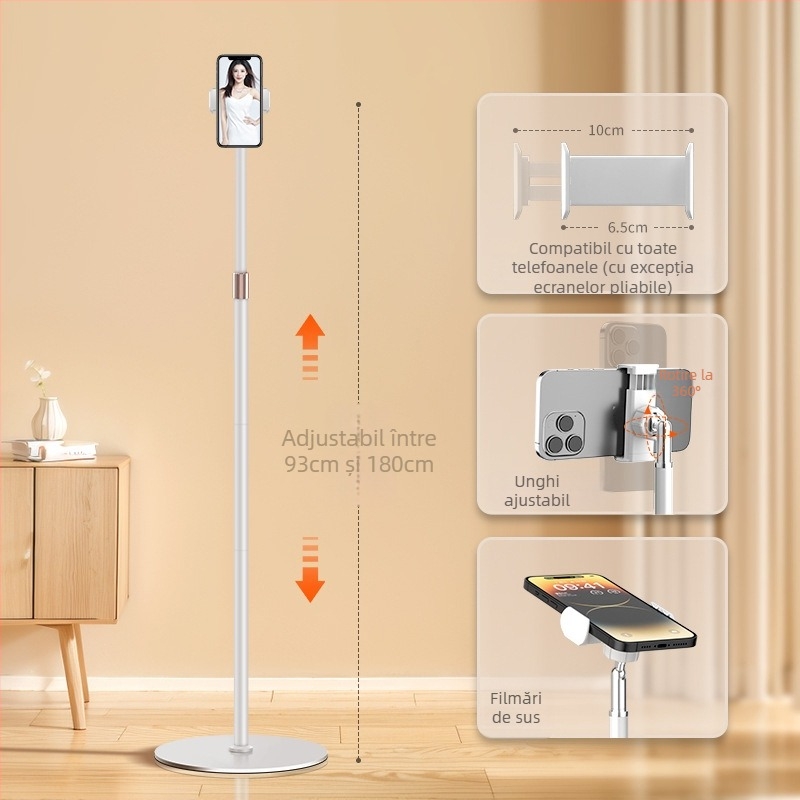 Suport pentru telefon mobil pentru streaming live și fotografie pe birou, suport metalic pentru podea, din oțel-carbon, stil cyberpunk