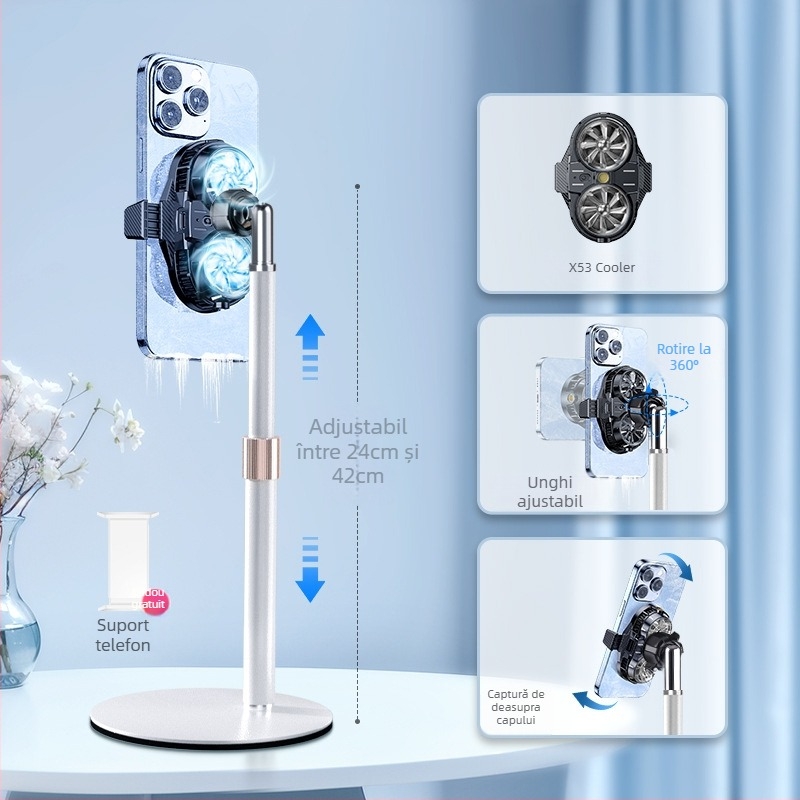 Suport pentru telefon mobil pentru streaming live și fotografie pe birou, suport metalic pentru podea, din oțel-carbon, stil cyberpunk