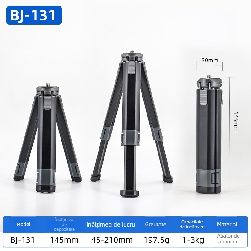 Bază de trepied pentru birou - aliaj de aluminiu, sarcină 2-5 kg, PTZ tip sferic pan-tilt, articulație unică