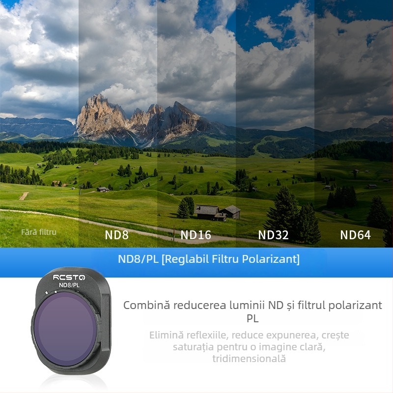 RCSTQ 1421200 Set Filtre ND Polarizante pentru DJI Mini 4 Pro – Procesare OEM, Dimensiune Bayonet: Altă, Compatibil cu Mini 4 Pro