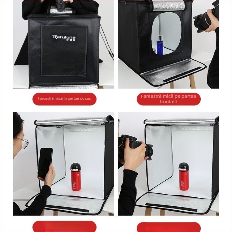 Studio foto mic | Brand: RETENG | Material: Poliester + panou LED | Greutate: 7.5