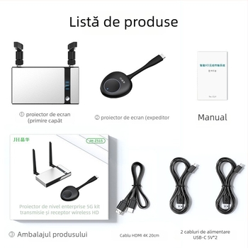 Dispozitiv enterprise pentru oglindire ecran, wireless, 4K HDMI/VGA, procesor AM8270, 1GB RAM, Wi‑Fi dual‑band 5G, OEM-ready