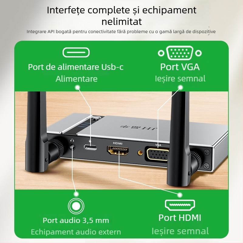 Dispozitiv enterprise pentru oglindire ecran, wireless, 4K HDMI/VGA, procesor AM8270, 1GB RAM, Wi‑Fi dual‑band 5G, OEM-ready