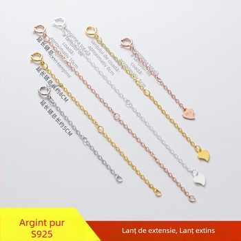 Nalan lanț extins din argint S925 pentru brățară și colier, 5 cm/8 cm/10 cm, închidere cu arc, W302