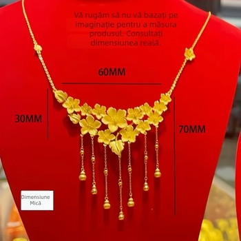 Colier — cupru, electroplatare, pandantiv în formă de floare, lanț clavicular, lungime 41–50 cm