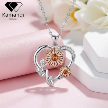 Colier din cupru cu floare de soare, lanț încrucișat, lungime 41–50 cm, brand Lycra manqi