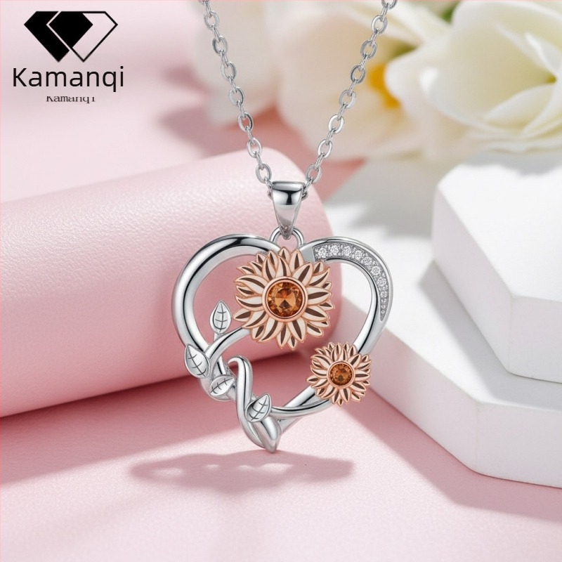 Colier din cupru cu floare de soare, lanț încrucișat, lungime 41–50 cm, brand Lycra manqi