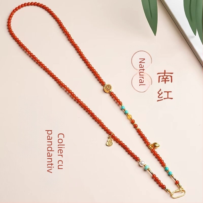 Colier geometric lucrat manual, din cupru și zirconiu, pandantiv din aur 18K, stil pastoral, unisex