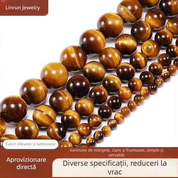 Mărgele din ochiul de tigru galben natural, 7A, pentru brățară și colier – componente bijuterii