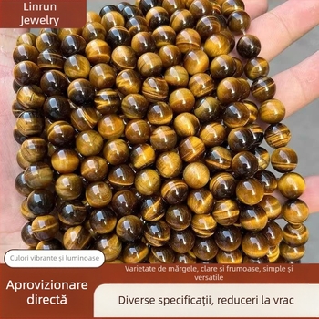 Mărgele din ochiul de tigru galben natural, 7A, pentru brățară și colier – componente bijuterii