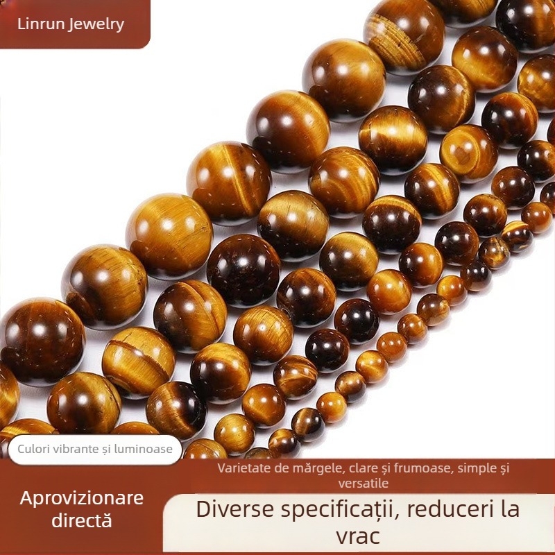 Mărgele din ochiul de tigru galben natural, 7A, pentru brățară și colier – componente bijuterii
