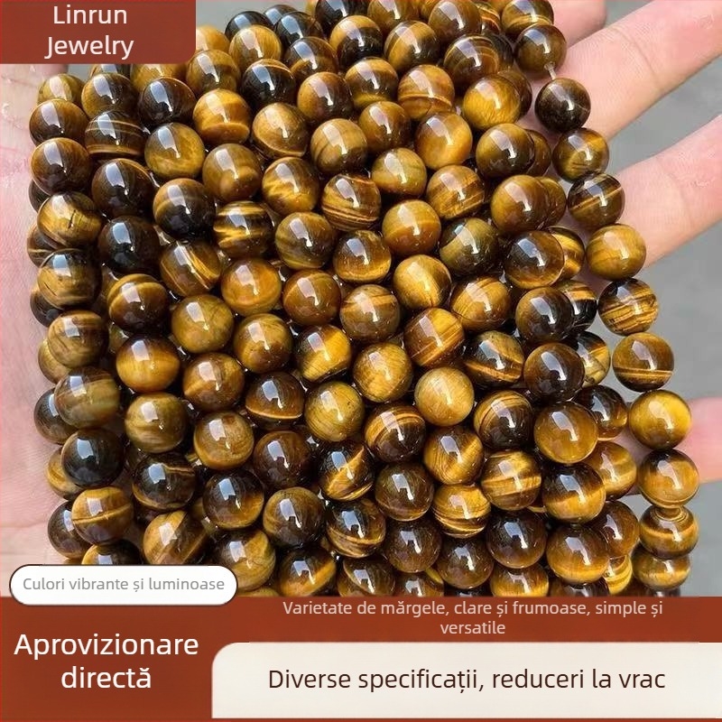 Mărgele din ochiul de tigru galben natural, 7A, pentru brățară și colier – componente bijuterii
