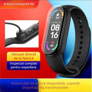 Brățară inteligentă M6 cu monitorizare a ritmului cardiac, monitorizarea tensiunii arteriale, pedometru, monitorizare somn, Bluetooth
