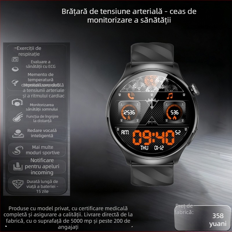 Ceas Jianwei – Monitorizare ritm cardiac, tensiune arterială și oxigen în sânge; Monitorizare somn și numărător pași