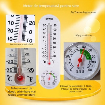 Higrometr cu indicator pentru temperatură și umiditate -30 până la 50°C, 0-100% RH, model DYWSJ001, precizie ±1°C și ±1% RH