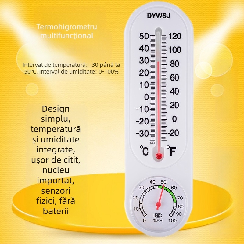 Higrometr cu indicator pentru temperatură și umiditate -30 până la 50°C, 0-100% RH, model DYWSJ001, precizie ±1°C și ±1% RH