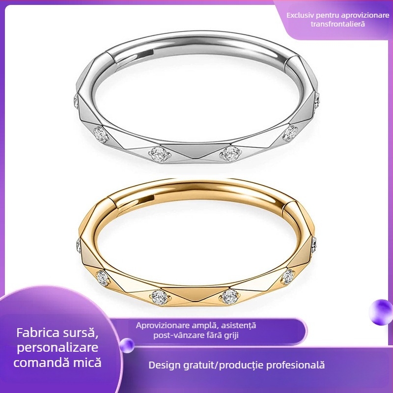 Inel nazal din oțel inoxidabil cu zirconiu, inel circular pentru piercing, bijuterii pentru femei