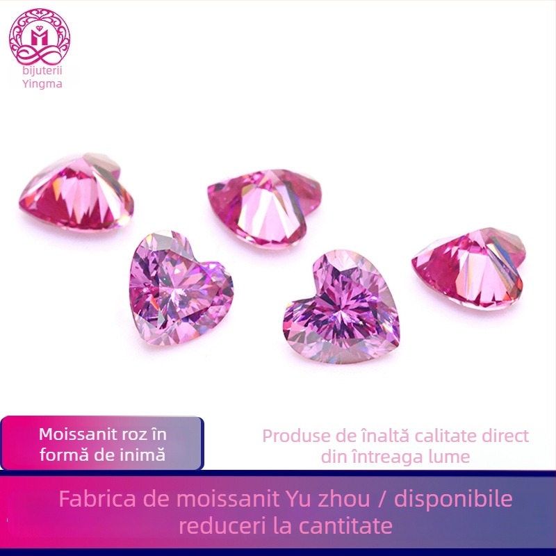 Moissanite piatră în formă de inimă, claritate VVS, grad AAAA, polizat, piatră sintetică