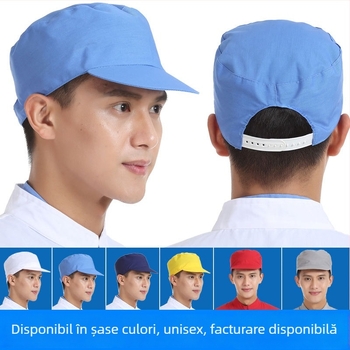 Albă pălărie de lucru pentru industrie alimentară, pălărie sanitară respirabilă pentru spațiul de procesare, unisex, șapcă cu cozoroc pentru protecția la muncă