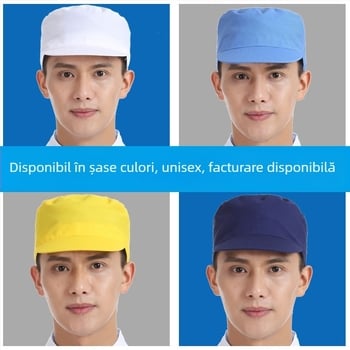 Albă pălărie de lucru pentru industrie alimentară, pălărie sanitară respirabilă pentru spațiul de procesare, unisex, șapcă cu cozoroc pentru protecția la muncă