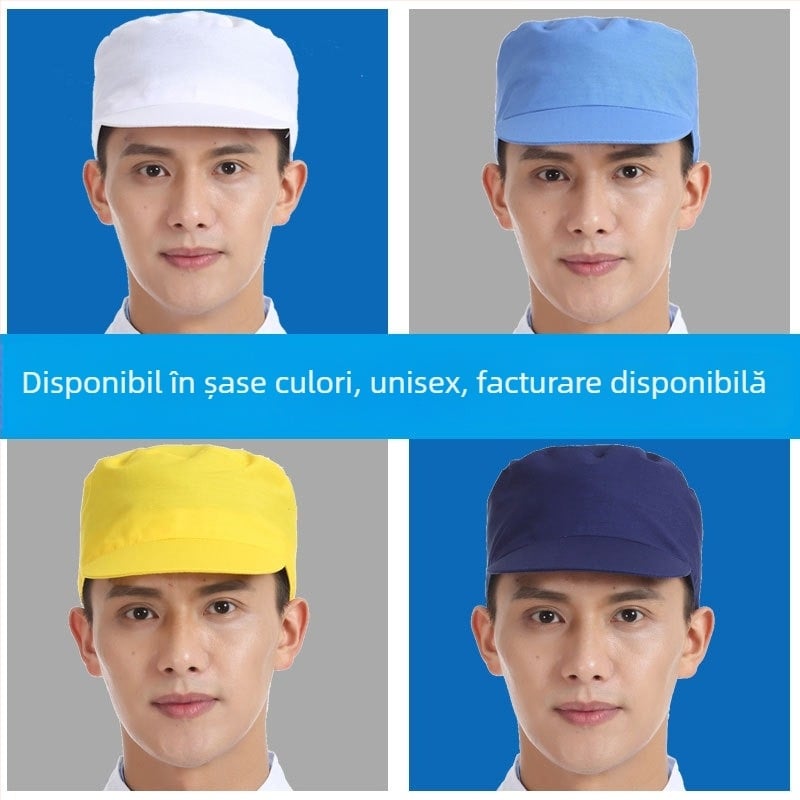 Albă pălărie de lucru pentru industrie alimentară, pălărie sanitară respirabilă pentru spațiul de procesare, unisex, șapcă cu cozoroc pentru protecția la muncă