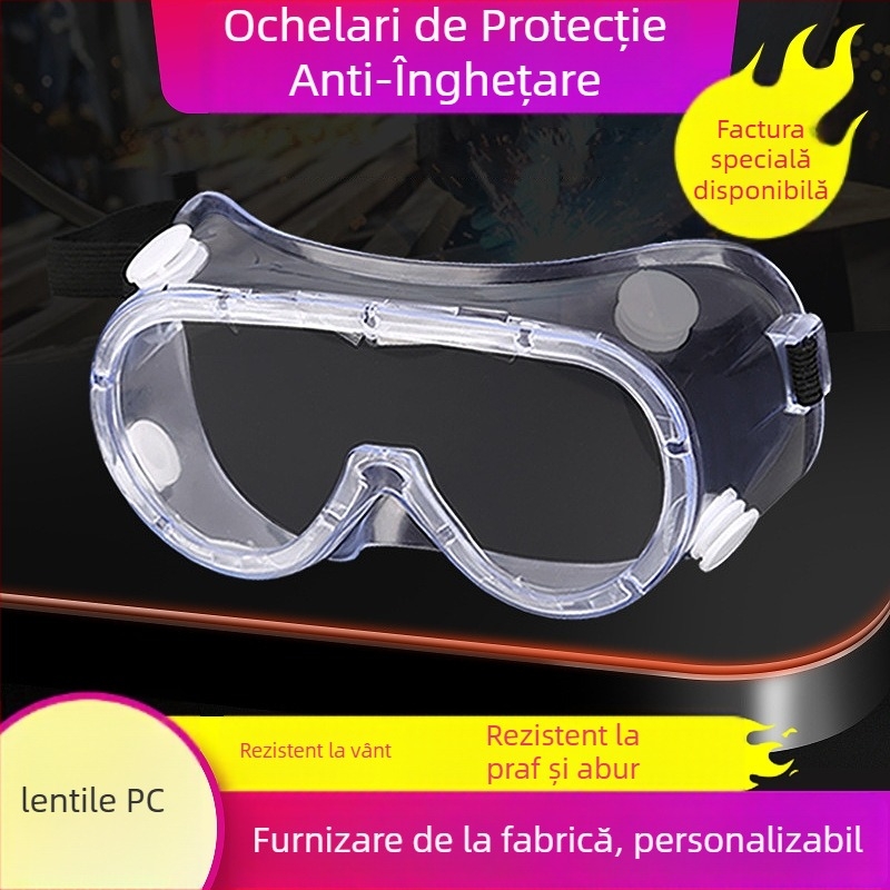 Ochelari de protecție pentru vânt, praf și stropi — Material PC, Grosime lentilă 1.0–1.5 mm, Transmitanță luminoasă 99%