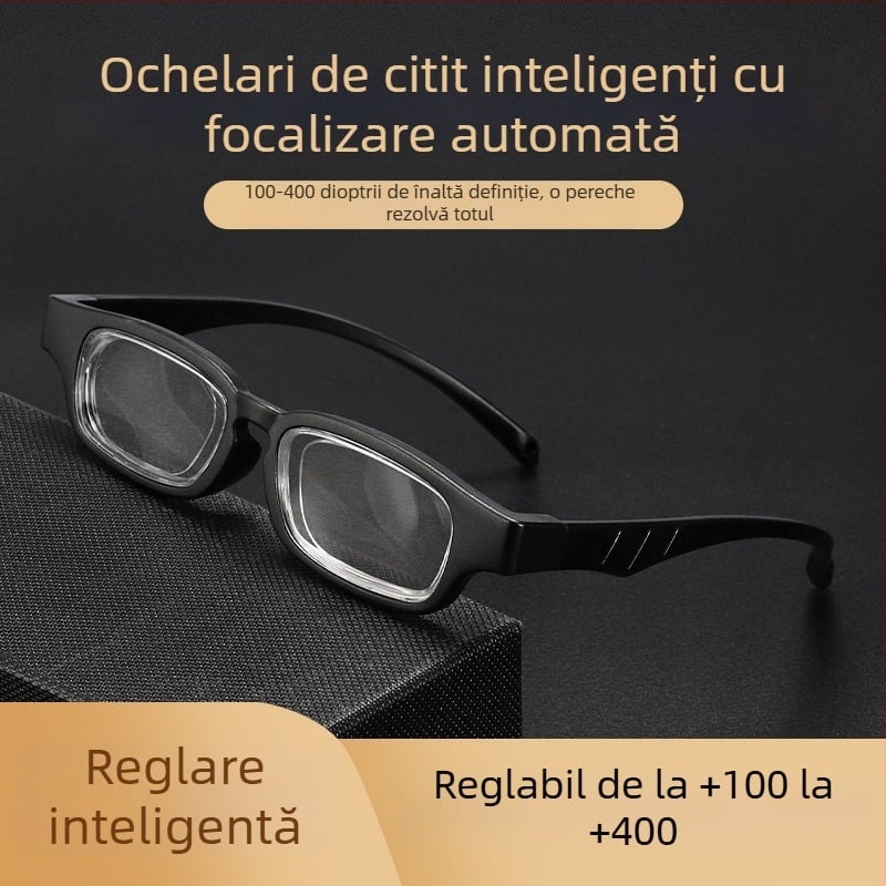 Ochelari de citit cu focalizare integrată reglabilă de la +1.00 la +4.00, anti-lumină albastră, TR Smart Zoom, pentru bărbați și femei