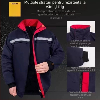 Geacă de iarnă din bumbac, căptușită, cu benzi reflectorizante, pentru muncă în aer liber