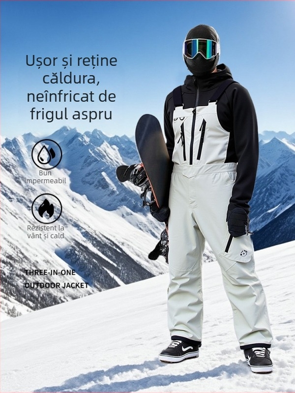 Set de ski unisex: geacă și pantaloni, croială largă, impermeabil și cald pentru sporturi de iarnă.