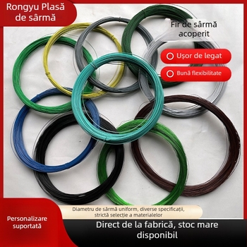 Sârmă de grădină cu plastic — oțel cu conținut scăzut de carbon; înfășurare simplă; răsucire dreaptă; mare rezistență la tracțiune; pentru legarea plantelor, plaselor și meșteșugurilor.