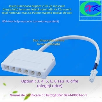 Cutie de distribuție LED cu 1 intrare și 6 ieșiri, conectori DuPont de 6 pini, pentru echipamente LED