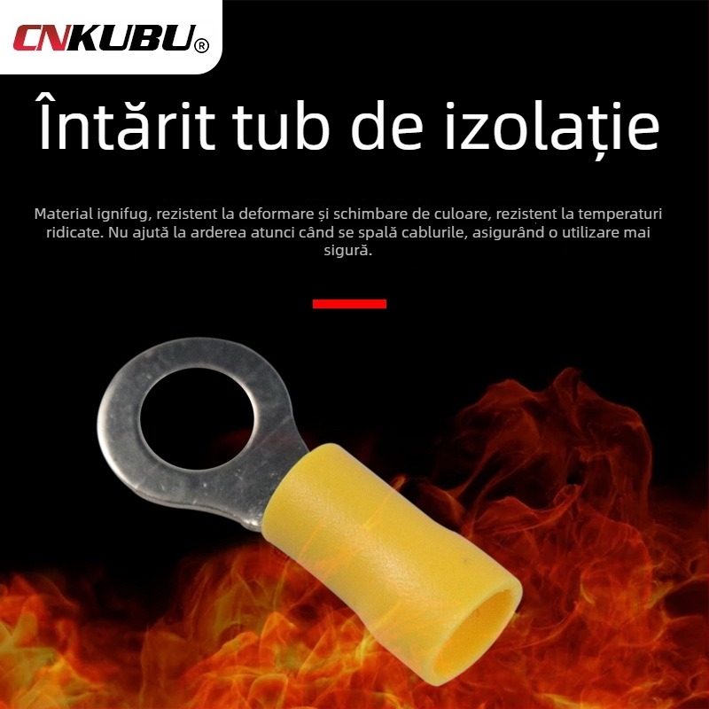 102 bucăți în cutie - terminale crimp rotunde izolate, presare la rece, vârfuri din alamă cu acoperire tină