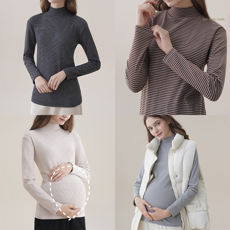 Bluza de bază pentru maternitate cu glugă, guler semi-turtleneck, mâneci lungi, croială Slim, lungime medie, amestec poliester-elastan, fără călcare