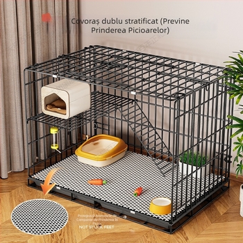 Cușcă de interior pentru iepuri, construcție din sârmă, cod 66544, neimportat, potrivită pentru iepuri pitici și purcei de Guineea