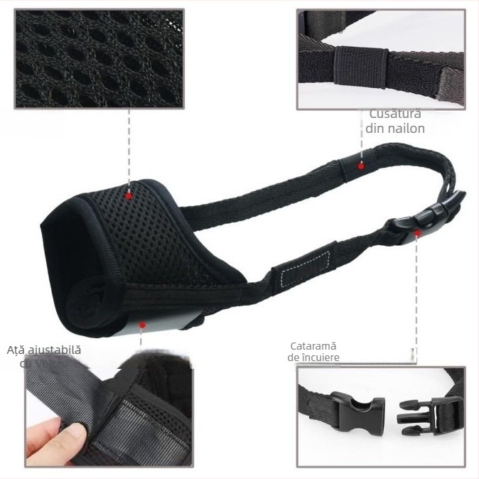 Muzzle pentru câini, poliester respirabil, anti- mușcare, anti-lătrat, cutie cu 50 de bucăți