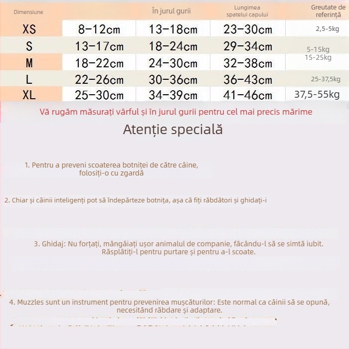 Botniță pentru câini – piele moale, anti-mâncare, anti-mușcare, anti-lătrat