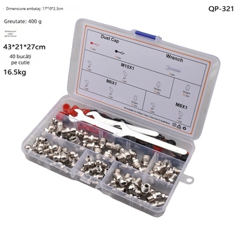 Set de duze pentru pistol de ungere manual, ambalat într-o cutie