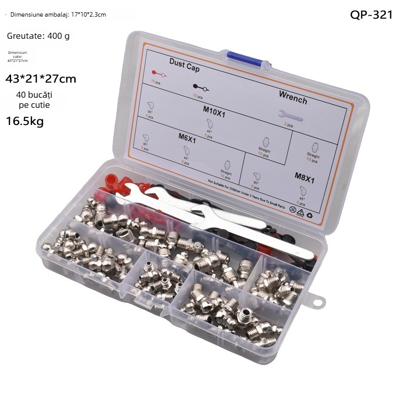 Set de duze pentru pistol de ungere manual, ambalat într-o cutie