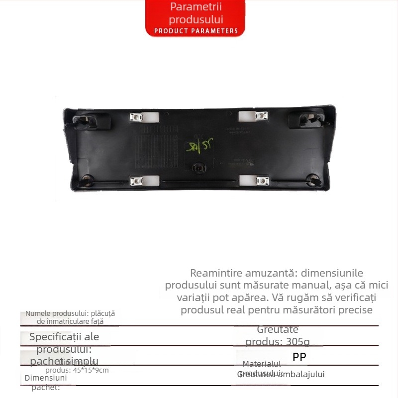 Ramă pentru plăcuța de înmatriculare față Mercedes-Benz A-Class W177 – suport din plastic dreptunghiular, 1778804101