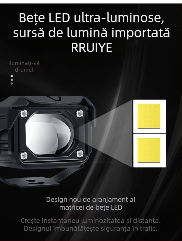 Lampa LED de ceață față, 60W, 12-37V, cu lentilă condensator, carcasă din aluminiu de aviație, mare proiector din oțel, pentru motociclete/off-road/pickup, 5000 ore