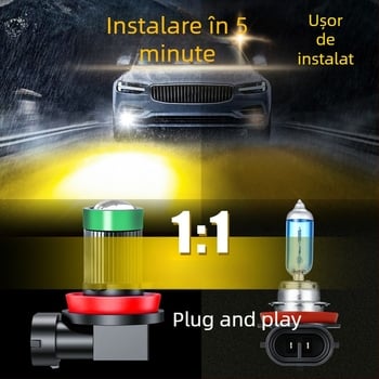 Lampa LED de ceață H11 cu lentilă pentru mașină – luminozitate ridicată, 2000-3500 lm, 12V, IP68