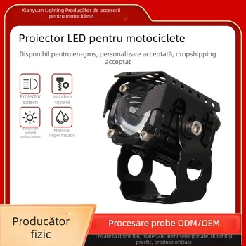 Proiector LED pentru motocicletă, obiectiv unic, fascicul înalt și jos, far auxiliar frontal, montaj extern universal