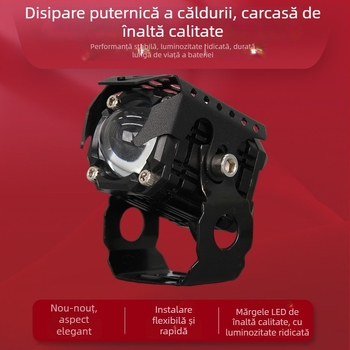 Proiector LED pentru motocicletă, obiectiv unic, fascicul înalt și jos, far auxiliar frontal, montaj extern universal
