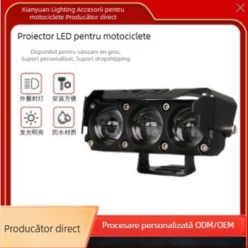 Far LED pentru motocicletă cu proiector triocular, lumină de drum mare și mică, montaj exterior, carcasă din aluminiu, 20W, 8–60V, impermeabil