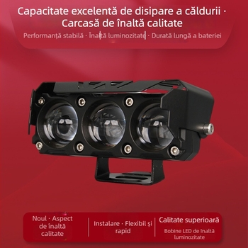 Far LED pentru motocicletă cu proiector triocular, lumină de drum mare și mică, montaj exterior, carcasă din aluminiu, 20W, 8–60V, impermeabil