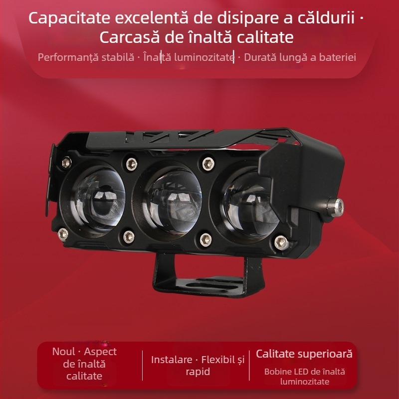 Far LED pentru motocicletă cu proiector triocular, lumină de drum mare și mică, montaj exterior, carcasă din aluminiu, 20W, 8–60V, impermeabil
