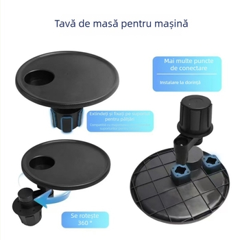 Suport pentru pahare auto cu mecanism rotativ multifuncțional, din plastic, montaj încorporat, universal