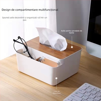 Cutie pentru șervețete - Multifuncțională, impermeabilă, din plastic; spațiu pentru telecomandă; pentru mașină și sufragerie