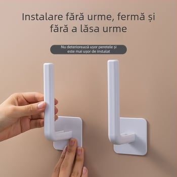 Cuier adeziv în formă de L, plastic, fără găuri, pentru haine și bucătărie, prindere solidă, fără urme, multifuncțional