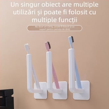 Cuier adeziv în formă de L, plastic, fără găuri, pentru haine și bucătărie, prindere solidă, fără urme, multifuncțional